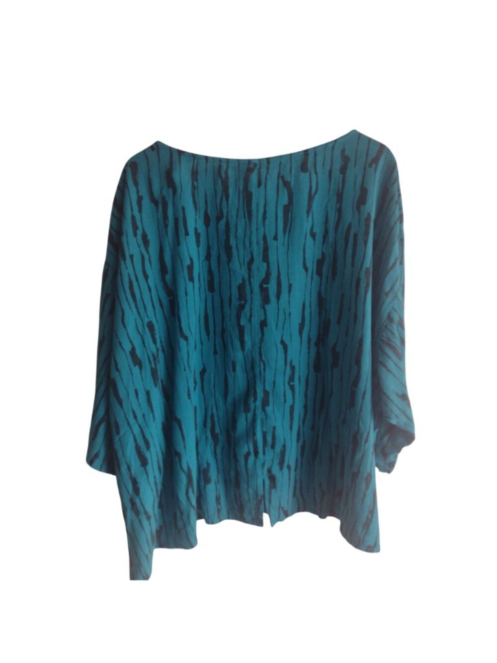 Kleen Linen Blend Blouse 2X NEW Marine Teal Blue Striped Relaxed Fit Top - Picture 7 of 10